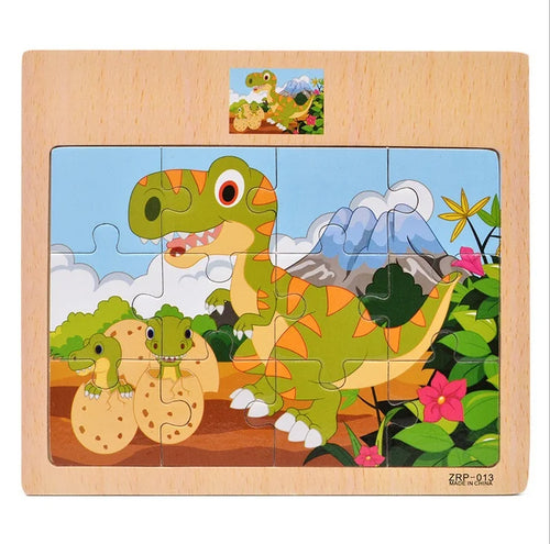 Hot Sale 12/9 PCS Puzzles Wooden Kids Baby Wood Cartoon Vehicle