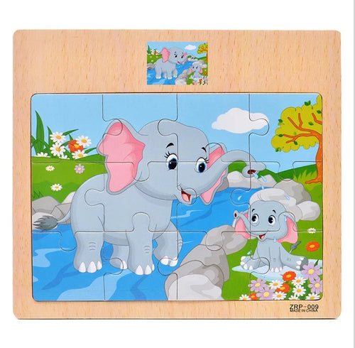 Hot Sale 12/9 PCS Puzzles Wooden Kids Baby Wood Cartoon Vehicle