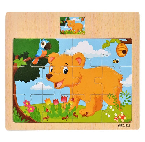 Hot Sale 12/9 PCS Puzzles Wooden Kids Baby Wood Cartoon Vehicle