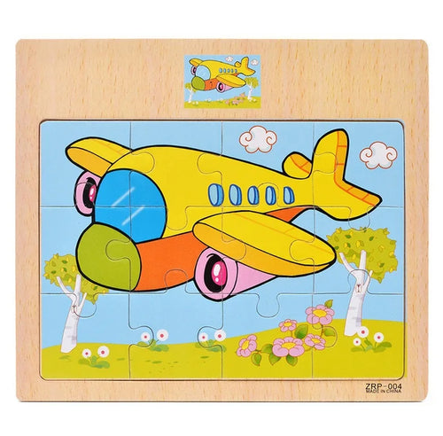 Hot Sale 12/9 PCS Puzzles Wooden Kids Baby Wood Cartoon Vehicle