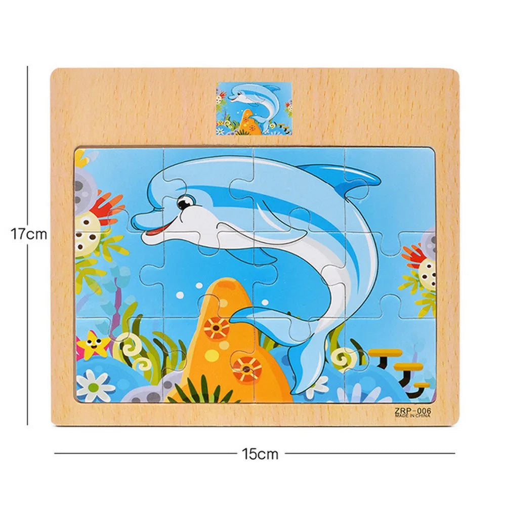 Hot Sale 12/9 PCS Puzzles Wooden Kids Baby Wood Cartoon Vehicle