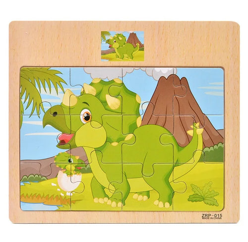 Hot Sale 12/9 PCS Puzzles Wooden Kids Baby Wood Cartoon Vehicle