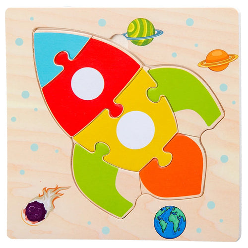 Baby Wooden 3D Puzzles Tangram Shapes Learning Educational Cartoon