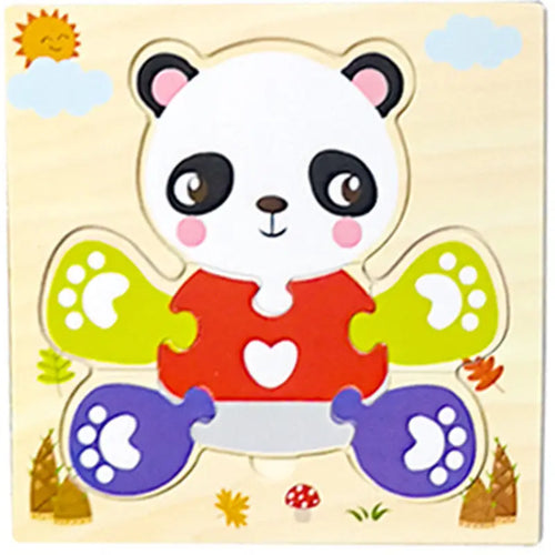 Baby Wooden 3D Puzzles Tangram Shapes Learning Educational Cartoon