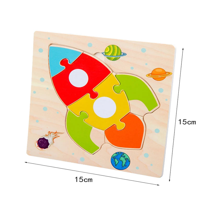 Baby Wooden 3D Puzzles Tangram Shapes Learning Educational Cartoon