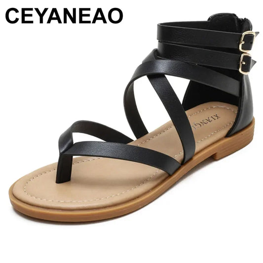 CEYANEAO  Fashion Casual Flat Rome Sandals Women Shoes Woman Summer