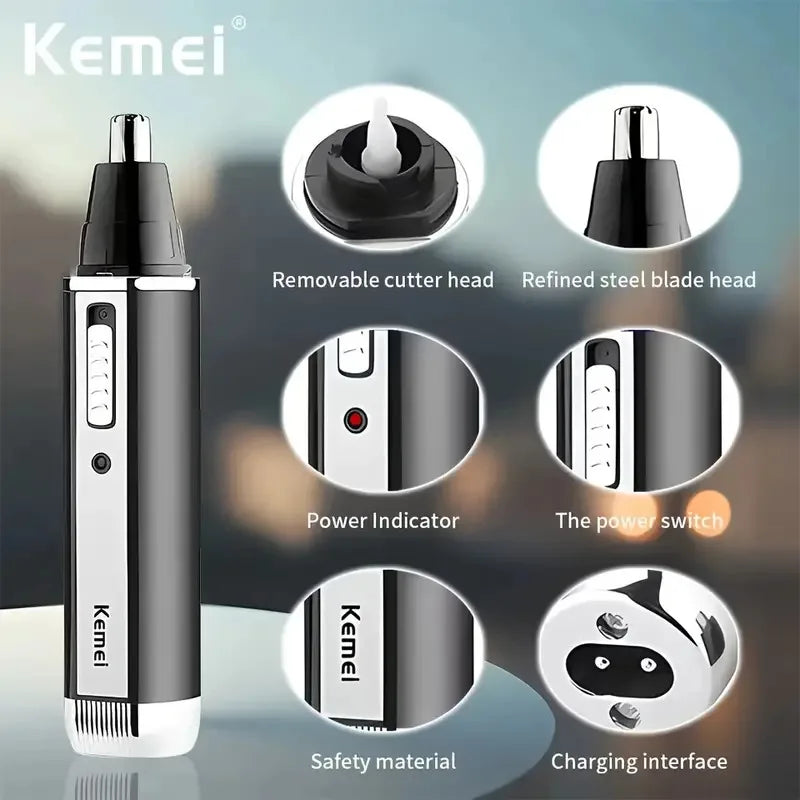 Kemei-6630 Nose Hair Trimmer For Nose Ear Cleaner Rechargeable Nose