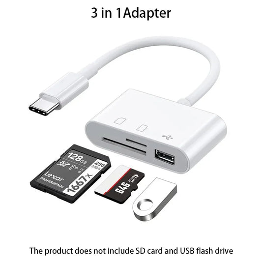 Fro 3 In 1 Typ-C Adapter TF SD Memory Card Reader OTG USB C USB2.0