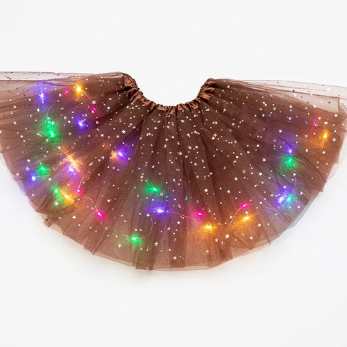 Luminous LED Fluffy Skirt Girls Layered Ballet Dance Pleated Skirt