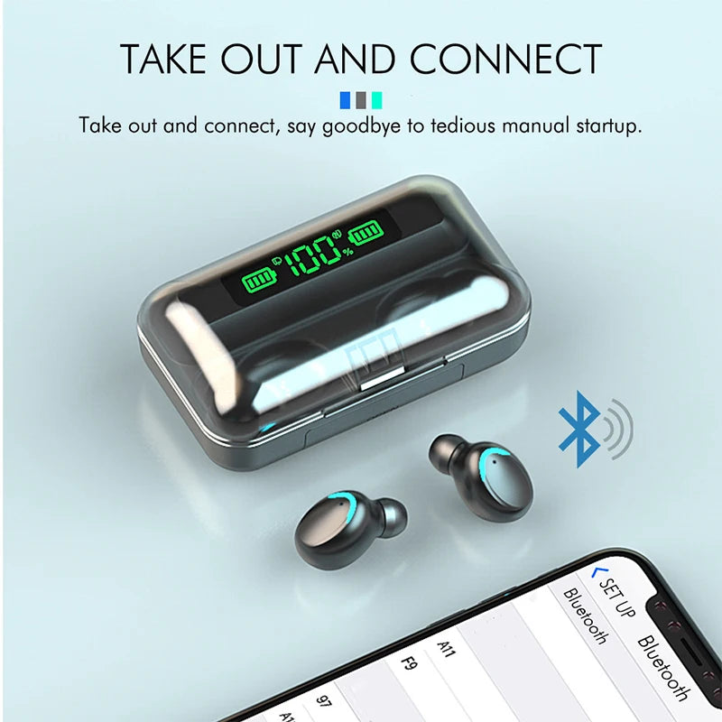 F9 Wireless Earphones LED Dislpaly Binaural TWS Wireless Bluetooth