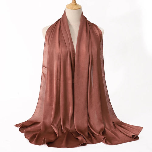 FASHION Medine silk CRINKLED SATIN SILK HIJABS WOMEN LONG SOLIDER