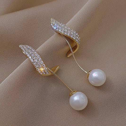 2 Pieces Of Women's Trendy And Elegant Pearl Tassel Earrings, Outdoor