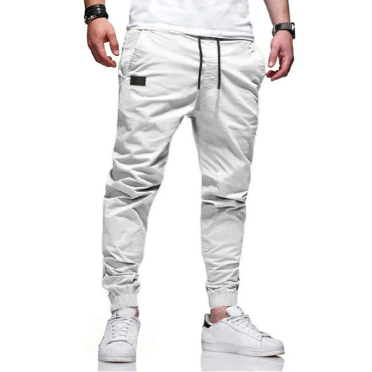 Y2K Autumn New Men Solid Color Long Cargo Pants Sweatpants Mens High