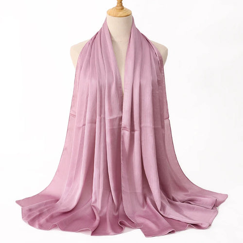 FASHION Medine silk CRINKLED SATIN SILK HIJABS WOMEN LONG SOLIDER