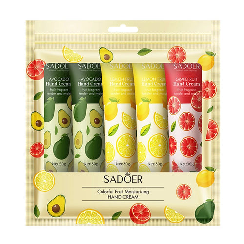 5Pcs/set SADOER Fruit Plant Fragrance Hand Cream Sets Moisturizing