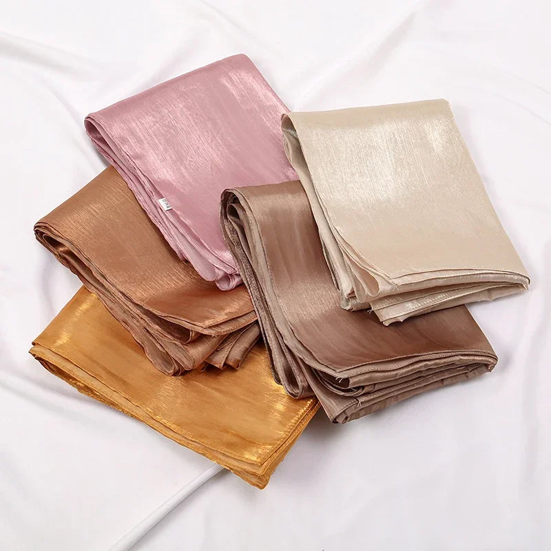 Wholesale Premium Shimmer Silk Satin Hijab Scarf Women Luxury Medine