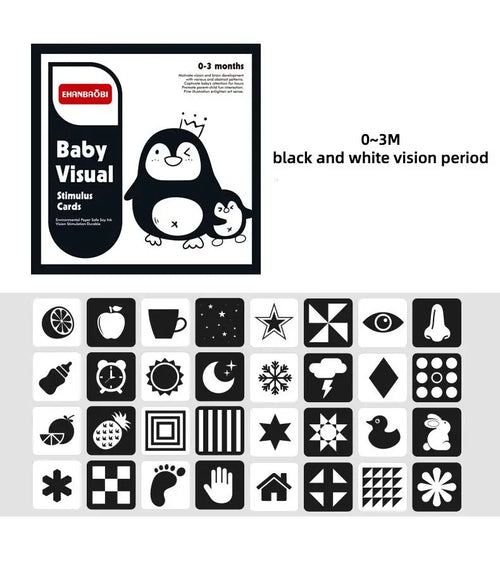 Baby Visual Stimulation Cards Montessori High Contrast Flash Card