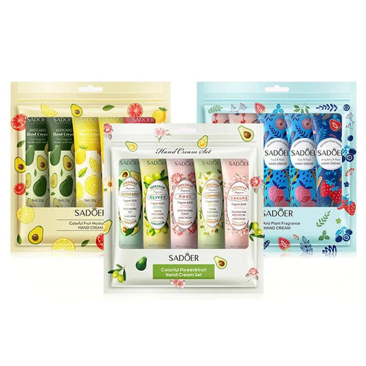 5Pcs/set SADOER Fruit Plant Fragrance Hand Cream Sets Moisturizing