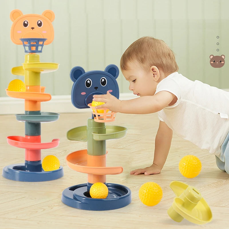 Montessori Toys Baby 0 12 24 36 Months Track Rolling Ball Push Pop