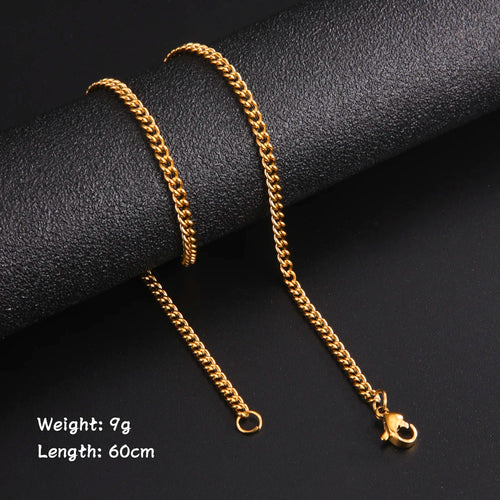 Skyrim Fashion 60cm Long Box Chain Necklace Men Stainless Steel Black