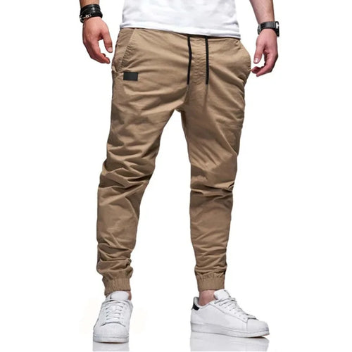 Y2K Autumn New Men Solid Color Long Cargo Pants Sweatpants Mens High