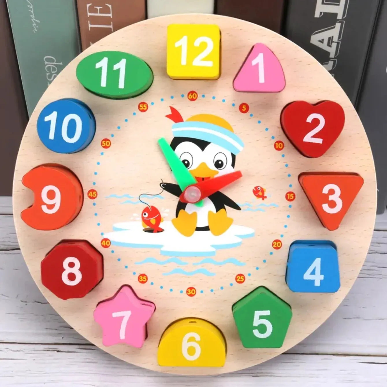 Montessori Children Clock Puzzle Cartoon Animals Tangram Cognitive