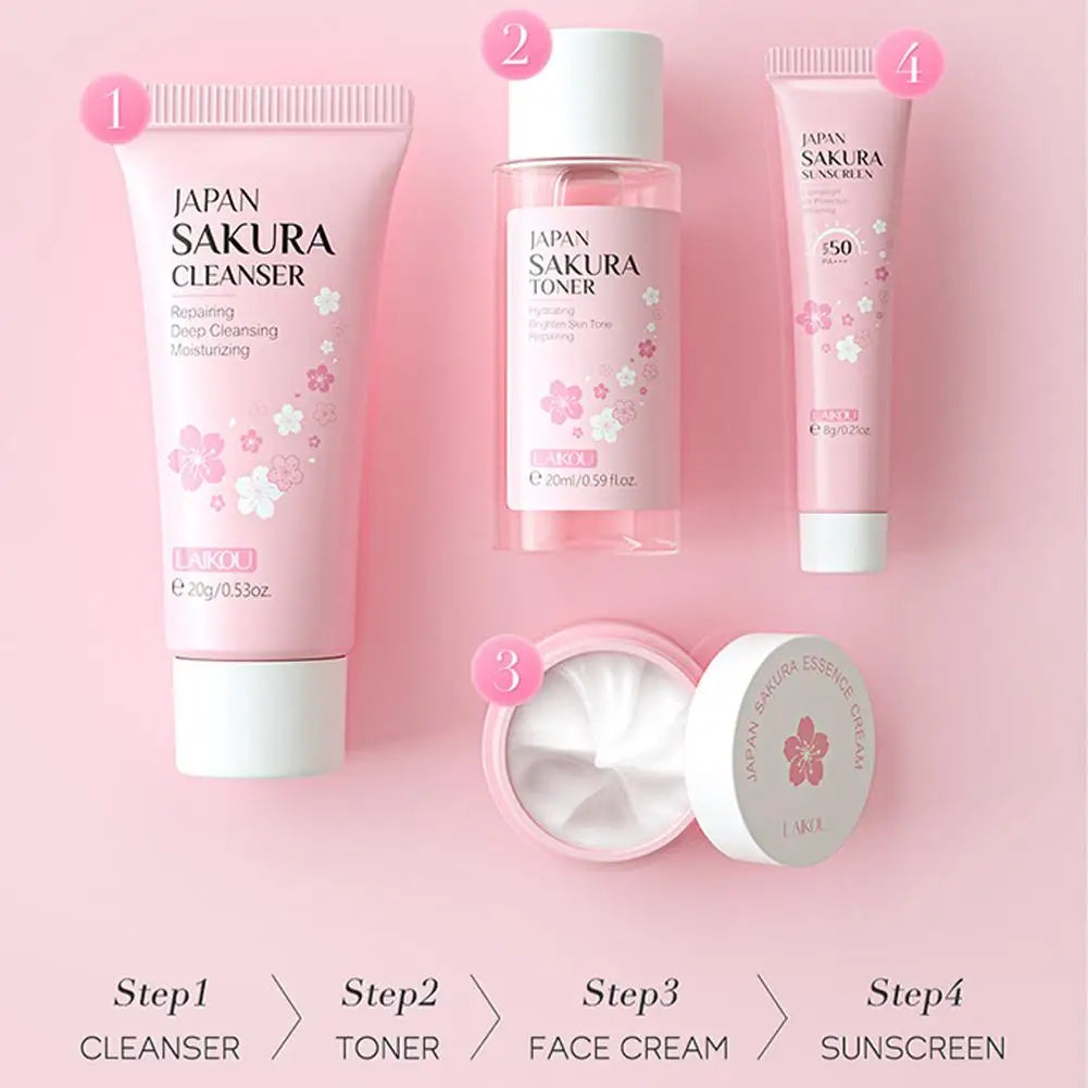 Sakura Skin Care Sets & Kits With Cleanser,Serum,Eye Cream,essence