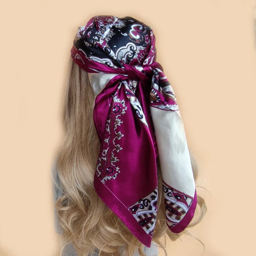 Luxury Brand Scarf Top Women Summer Satin Foulard Bandana Cheveux Soft