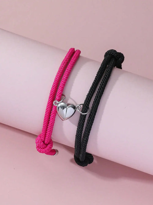 2 Pice Color Black White Hand Rope Love Magnetic Couple Good Friend