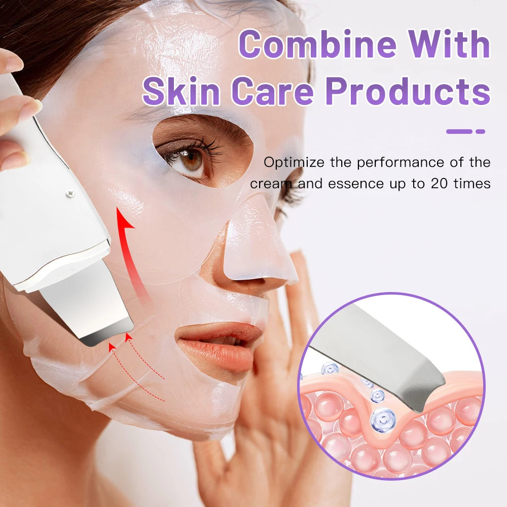 Electric Ultrasonic Skin Scrubber Vibration Face Spatula Peeling