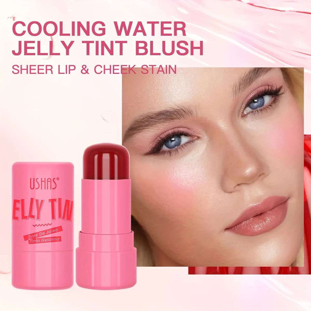 4 Colors Jelly Blush Stick Lip Balm Eyeshadow 3-in-1 Multi-Use Matte