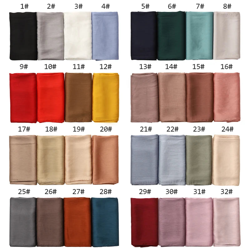 FASHION Medine silk CRINKLED SATIN SILK HIJABS WOMEN LONG SOLIDER