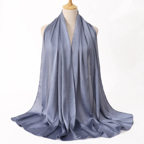 FASHION Medine silk CRINKLED SATIN SILK HIJABS WOMEN LONG SOLIDER