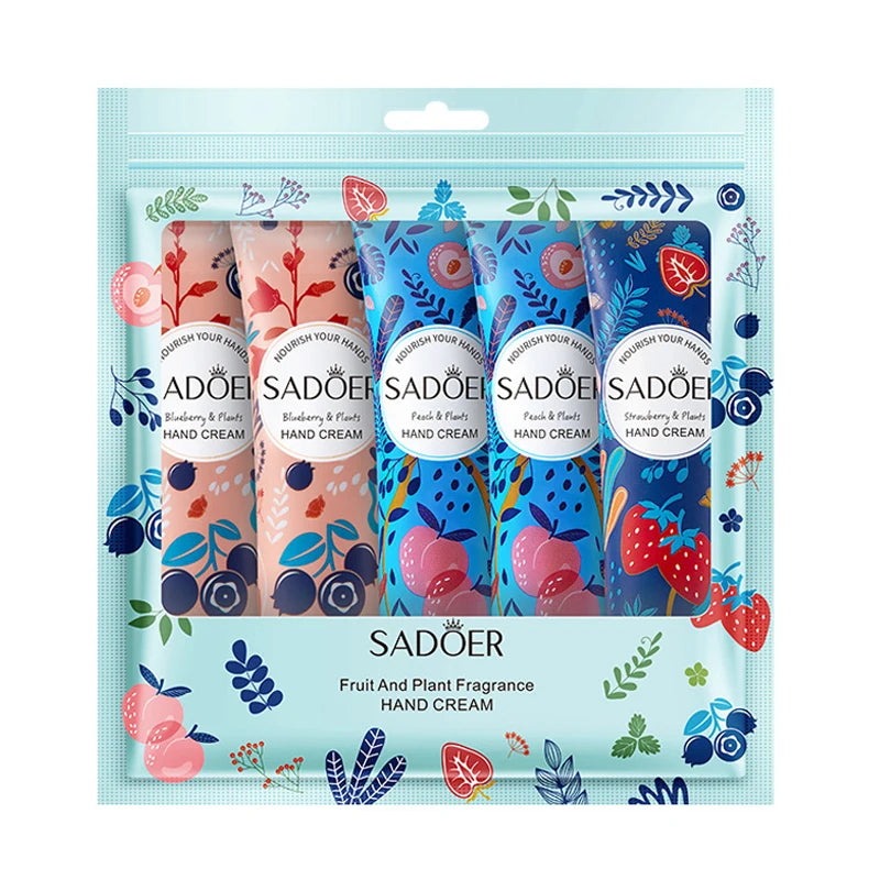 5Pcs/set SADOER Fruit Plant Fragrance Hand Cream Sets Moisturizing