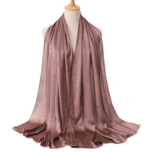 FASHION Medine silk CRINKLED SATIN SILK HIJABS WOMEN LONG SOLIDER