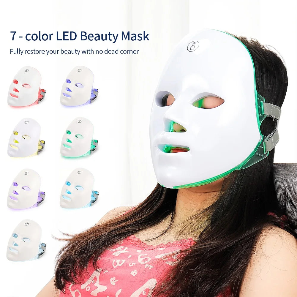 7 Colors Photon Facial LED Mask Red Light Therapy Anti Aging Face Neck