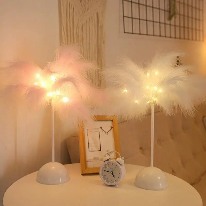 Feather Desk Lamp Romantic Bedside Desk Lamp Elegant LED Night Light