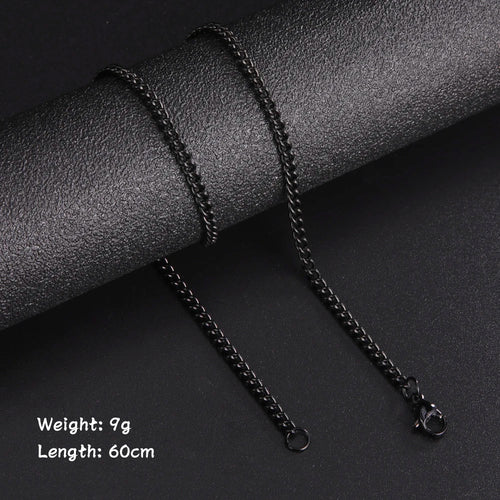 Skyrim Fashion 60cm Long Box Chain Necklace Men Stainless Steel Black