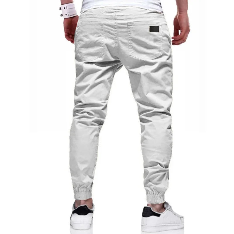 Y2K Autumn New Men Solid Color Long Cargo Pants Sweatpants Mens High