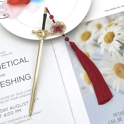 New Chinese Style Ancient Sword Hairpin Net Red Temperament Hanfu