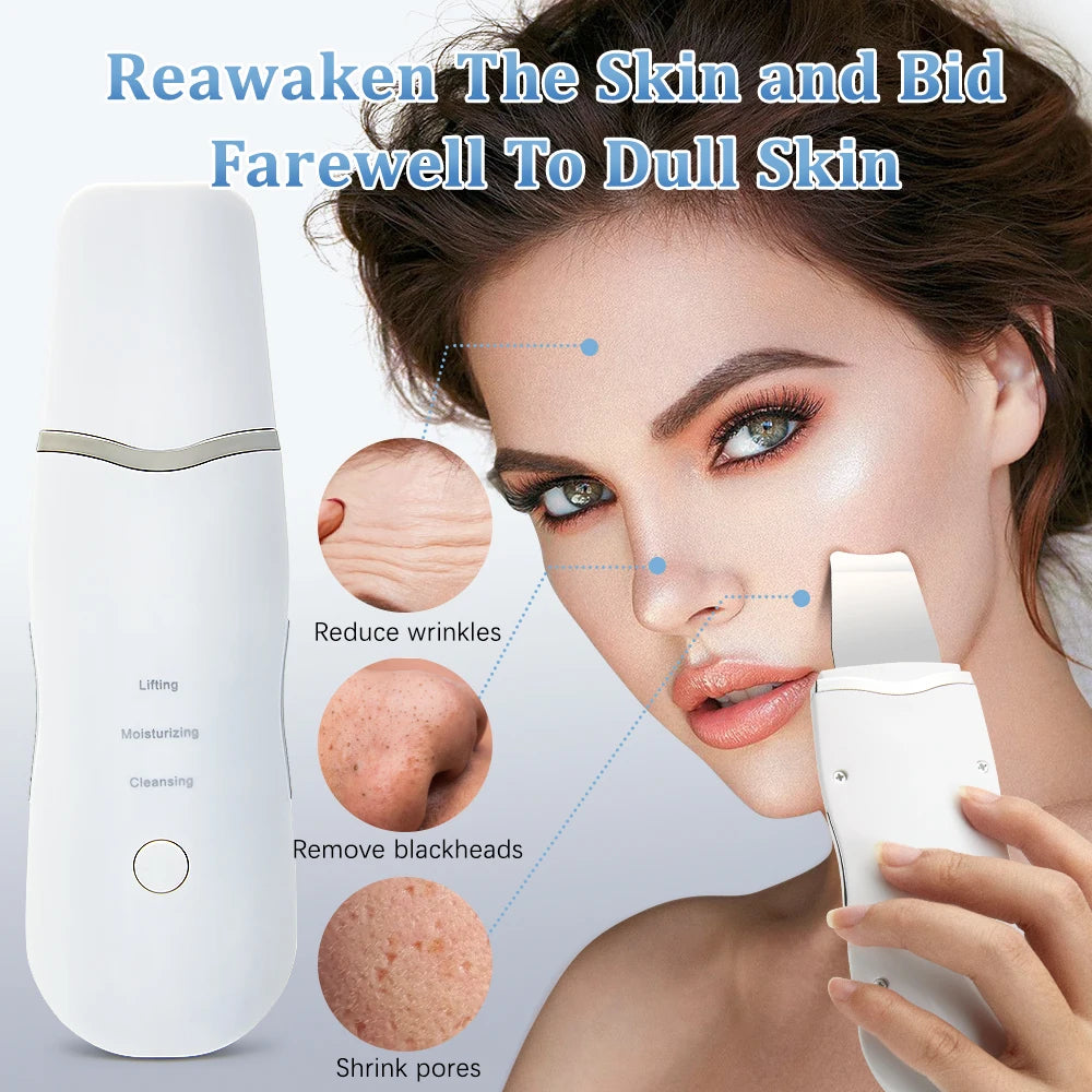 Electric Ultrasonic Skin Scrubber Vibration Face Spatula Peeling