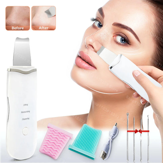 Electric Ultrasonic Skin Scrubber Vibration Face Spatula Peeling