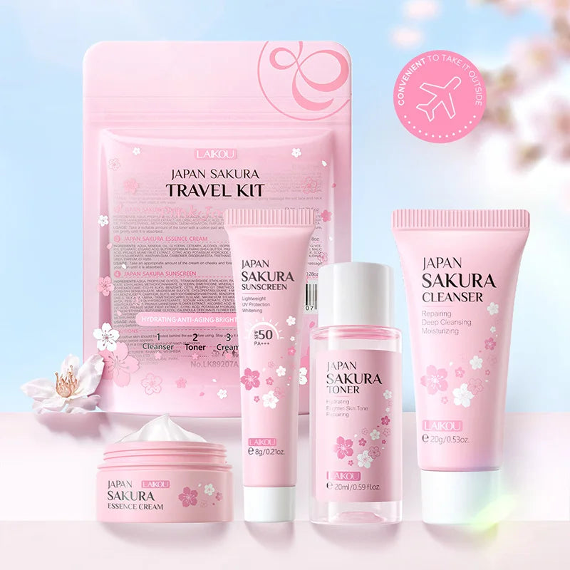 LAIKOU Sakura Skin Care Sets Facial Cleanser Face Cream Serum Toner