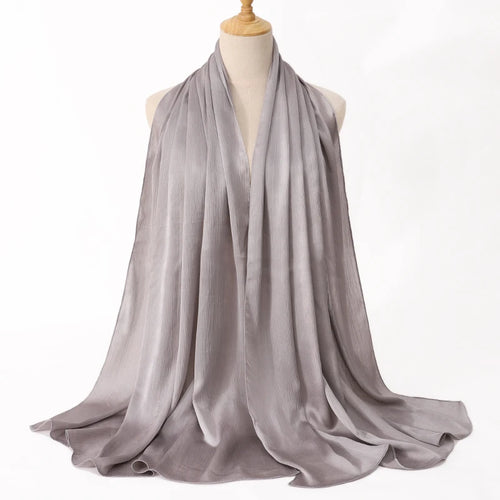 FASHION Medine silk CRINKLED SATIN SILK HIJABS WOMEN LONG SOLIDER