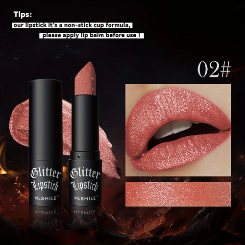 7 Colors Glitter Lipstick Hydrating Sparkling Shine Lip Color Nonstick