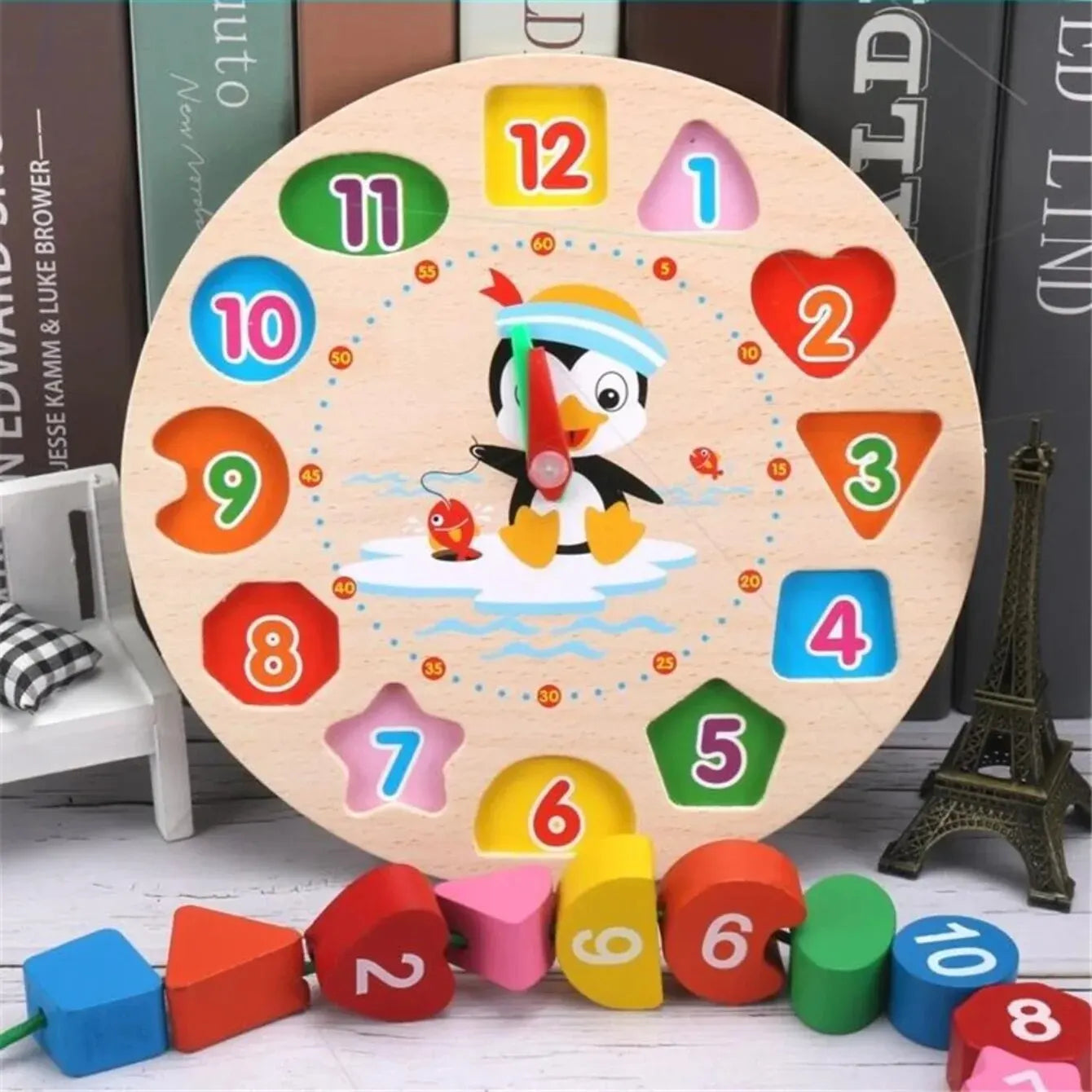 Montessori Children Clock Puzzle Cartoon Animals Tangram Cognitive