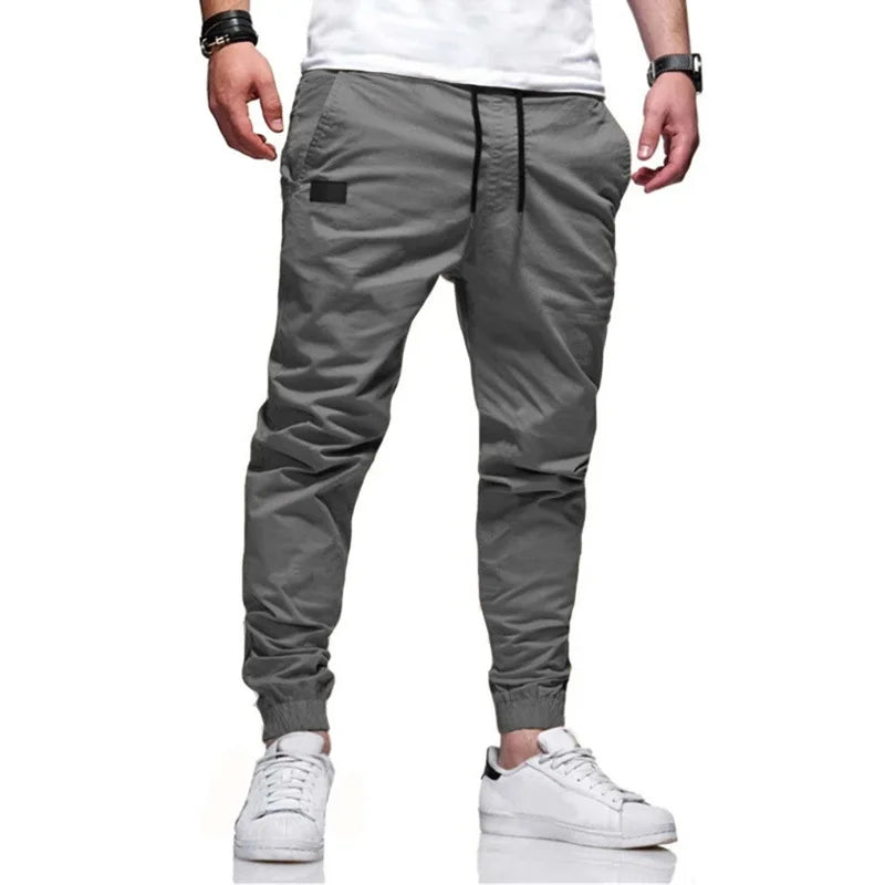 Y2K Autumn New Men Solid Color Long Cargo Pants Sweatpants Mens High