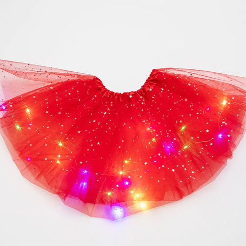 Luminous LED Fluffy Skirt Girls Layered Ballet Dance Pleated Skirt