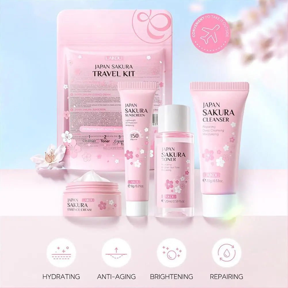 Sakura Skin Care Sets & Kits With Cleanser,Serum,Eye Cream,essence