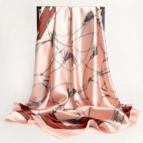 90*90cm Silk Scarves Women Print Foulard Satin Square Head Hijab